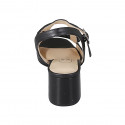 Sandalo da donna con cinturino ed elastico in pelle e pelle intrecciata nera tacco 5 - Misure disponibili: 32, 42, 43, 44, 45