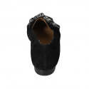 Woman's mocassin with chain in black suede heel 1 - Available sizes:  33, 42