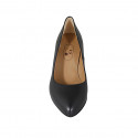 Zapato de salon redondeado para mujer en piel negra tacon 7 - Tallas disponibles:  32, 33, 42, 43