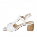 Sandale avec courroie et elastique pour femmes en cuir et cuir tressé blanc talon 5 - Pointures disponibles:  32, 43, 44, 45, 46