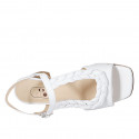 Sandale avec courroie et elastique pour femmes en cuir et cuir tressé blanc talon 5 - Pointures disponibles:  32, 43, 44, 45, 46