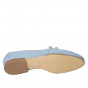 Woman's mocassin with chain in light blue suede heel 1 - Available sizes:  33, 34, 42, 43