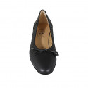 Woman's pump with bow in black leather and pierced leather heel 3 - Available sizes:  32, 43, 45
