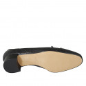 Zapato de salon con moño para mujer en piel y piel perforada negra tacon 3 - Tallas disponibles:  32, 43, 45, 46