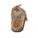 Woman's thong mules in cognac brown leather with buckle wedge heel 2 - Available sizes:  42