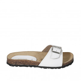 Mule para mujer en charol blanco con hebilla cuña 2 - Tallas disponibles:  42