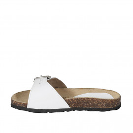 Woman's mules in white patent leather with buckle wedge heel 2 - Available sizes:  42 2