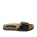 Woman's mules in black patent leather with buckle wedge heel 2 - Available sizes:  42