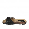 Woman's mules in black patent leather with buckle wedge heel 2 - Available sizes:  42