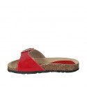 Woman's mules in red patent leather with buckle wedge heel 2 - Available sizes:  42, 43