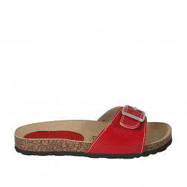Woman's mules in red patent leather with buckle wedge heel 2 - Available sizes: 42