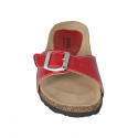 Woman's mules in red patent leather with buckle wedge heel 2 - Available sizes:  42, 43