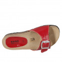 Woman's mules in red patent leather with buckle wedge heel 2 - Available sizes:  42