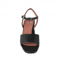 Sandalia para mujer con cinturon en piel negra tacon 5 - Tallas disponibles:  45