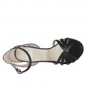 Woman's open shoe in black leather with strap heel 9 - Available sizes:  32, 42, 46