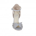 Chaussure ouverte pour femmes avec courroie en cuir scintillant argent talon 9 - Pointures disponibles:  34, 44, 46