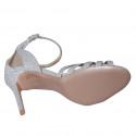 Woman's open shoe with strap in silver glittered leather heel 9 - Available sizes:  34, 44, 46