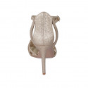 Zapato abierto con cinturon para mujer en piel brillante oro rosa tacon 9 - Tallas disponibles:  34, 45, 46