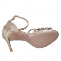Chaussure ouverte pour femmes avec courroie en cuir scintillant or rose talon 9 - Pointures disponibles:  34, 44, 45, 46
