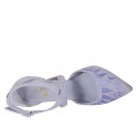 Zapato abierto puntiagudo para mujer con cinturon cruzado en gamuza bordada lila tacon 10 - Tallas disponibles:  32, 33, 34, 42, 43, 44