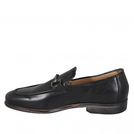 Mocassin pour hommes avec accessoire en cuir noir - Pointures disponibles:  49 2