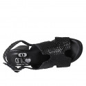 Woman's sandal in black braided leather heel 5 - Available sizes:  33, 44