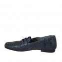 Woman's loafer in blue braided leather with heel 1 - Available sizes:  34, 43, 44