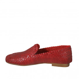 Mocasin para mujer en piel trensada roja con tacon 1 - Tallas disponibles:  44 2