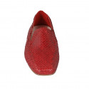 Mocasin para mujer en piel trensada roja con tacon 1 - Tallas disponibles:  34, 43, 44
