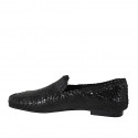 Woman's loafer in black braided leather with heel 1 - Available sizes:  33, 34, 44, 45