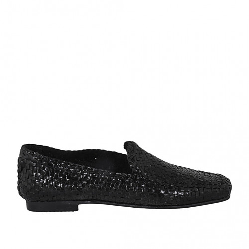 Woman's loafer in black braided...