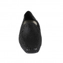 Mocassin pour femmes en cuir tressé noir avec talon 1 - Pointures disponibles:  33, 34, 44, 45