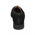 Mocasino para mujer con plantilla extraible en gamuza perforada y estampada negra tacon 3 - Tallas disponibles:  31, 34, 43, 45
