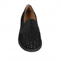 Mocassin pour femmes avec semelle amovible en daim perforé et imprimé noir talon 3 - Pointures disponibles:  31, 34, 43, 45