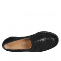 Mocassin pour femmes avec semelle amovible en daim perforé et imprimé noir talon 3 - Pointures disponibles:  31, 34, 43, 45