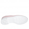 Woman's mocassin with accessory, elastic bands and removable insole in rose leather heel 3 - Available sizes:  31, 42, 44