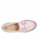 Woman's mocassin with accessory, elastic bands and removable insole in rose leather heel 3 - Available sizes:  31, 42, 44