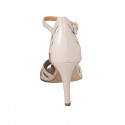 Woman's open shoe with strap in nude leather with heel 9 - Available sizes:  32, 43, 45, 46