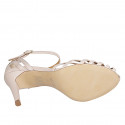 Woman's open shoe with strap in nude leather with heel 9 - Available sizes:  32, 43, 45, 46