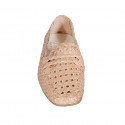 Woman's loafer in beige braided leather with heel 1 - Available sizes:  44