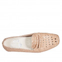 Mocassin pour femmes en cuir tressé beige avec talon 1 - Pointures disponibles:  44