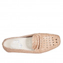 Woman's loafer in beige braided leather with heel 1 - Available sizes:  44