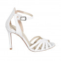 Chaussure ouverte pour femmes en cuir blanc avec courroie talon 9 - Pointures disponibles:  33, 34, 43, 45