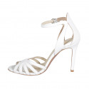 Zapato abierto con cinturon para mujer en piel blanca tacon 9 - Tallas disponibles:  34, 43, 45
