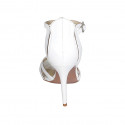 Woman's open shoe in white leather with strap heel 9 - Available sizes:  34, 43, 45