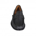 Men's mocassin in black drummed leather - Available sizes:  38, 46, 47, 48, 49, 50
