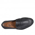 Men's mocassin in black drummed leather - Available sizes:  38, 46, 47, 48, 49, 50
