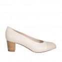 Escarpin pour femmes en cuir beige et nue talon 5 - Pointures disponibles:  44