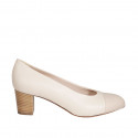 Escarpin pour femmes en cuir beige et nue talon 5 - Pointures disponibles:  42, 43, 44