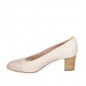 Woman's pump shoe in beige and nude leather heel 5 - Available sizes:  42, 43, 44